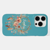 Türkis Blue Boho Blumenstrauß Traumkatze Case-Mate iPhone Hülle (Rückseite (Horizontal))