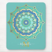 Türkis Blue Boho Mandala Mouse Pad Mousepad (Vorne)