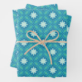 Türkis Blue Boho Star Pattern Geschenkpapier Set (Beispiel)