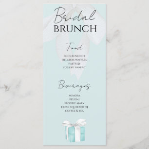 Türkis Blue Bow Brautparty Menu Menükarte