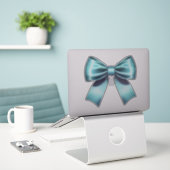 Türkis Blue Bow Elegantes Brautparty Hochzeit Aufkleber (Laptop auf Schreibtisch)