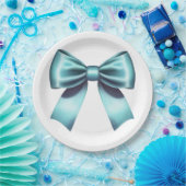 Türkis Blue Bow Elegantes Brautparty Hochzeit Pappteller (Party)