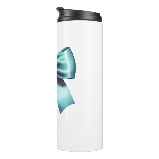 Türkis Blue Bow Elegantes Brautparty Hochzeit Thermosbecher (Nach rechts gedreht)