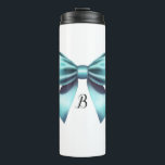 Türkis Blue Bow Elegantes Brautparty Hochzeit Thermosbecher<br><div class="desc">Personalisierter Custom Tumbler</div>