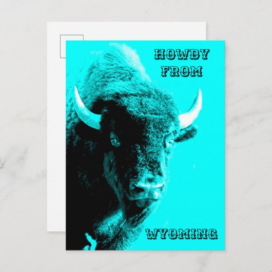 Türkis Blue Buffalo Bull Bison Howdy aus Postkarte (Vorne/Hinten)