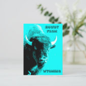 Türkis Blue Buffalo Bull Bison Howdy aus Postkarte (Stehend Vorderseite)