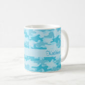 Türkis Blue Camouflage Camouflage Name Personalisi Kaffeetasse (VorderseiteRechts)
