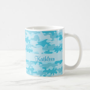 Türkis Blue Camouflage Camouflage Name Personalisi Kaffeetasse