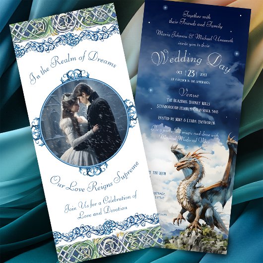 Türkis Blue Celtic Dragon Wedding Einladung