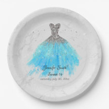 Türkis Blue Dress Glitzer 16 . Geburtstag