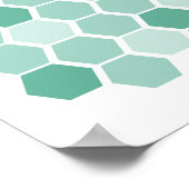 Türkis Blue Geometric Hexagon Wall Art Poster (Ecke)