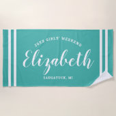 Türkis Blue Girls Personalisierter Name Strandtuch (Vorderseite)