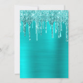 Türkis Blue Glitzer Foil Tropfen 60. Geburtstag Einladung (Rückseite)