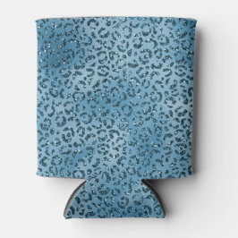 Türkis Blue Glitzer Leopard Print Dosenkühler