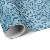 Türkis Blue Glitzer Leopard Print Geschenkpapier (Rolleneckpunkt)