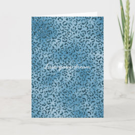 Türkis Blue Glitzer Leopard Print Karte