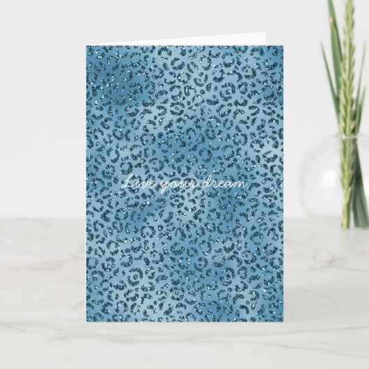 Türkis Blue Glitzer Leopard Print Karte (Vorderseite)