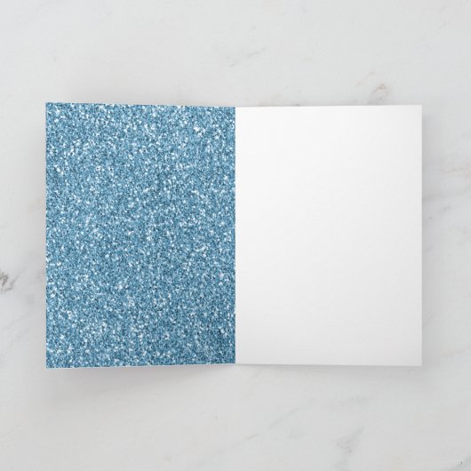 Türkis Blue Glitzer Leopard Print Karte (Innenseite)
