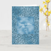 Türkis Blue Glitzer Leopard Print Karte (Gelbe Blume)