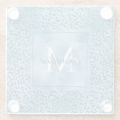 Türkis Blue Glitzer Leopard Print Monogram     Glasuntersetzer (Rückseite)