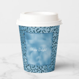 Türkis Blue Glitzer Leopard Print Pappbecher