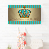 Türkis Blue Gold Crown Prince Baby Dusche Banner (Insitu)