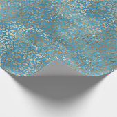 Türkis Blue Gold Leopard Print Geschenkpapier (Ecke)