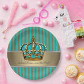 Türkis Blue Gold Prince Baby Dusche Pappteller (Party)