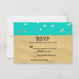 Türkis Blue & Gold Shiny Confetti Dots UAWG RSVP Karte
