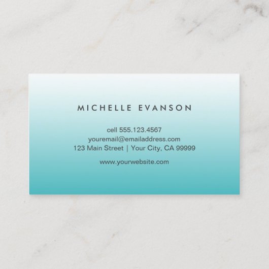 Türkis Blue Gradient Creative Simple Visitenkarte (Rückseite)