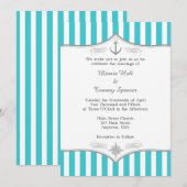 Türkis Blue Gray Nautical Wedding Einladung (Vorne/Hinten)