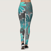 Türkis Blue Gray Ombre Glitzer Daisy Glitzern Leggings (Rückseite)