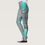 Türkis Blue Gray Ombre Glitzer Daisy Glitzern Leggings (Links)