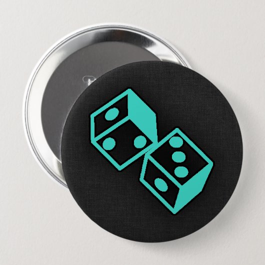 Türkis, Blue Green Casino Würfel Button (Vorne & Hinten)