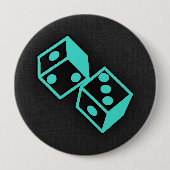 Türkis, Blue Green Casino Würfel Button (Vorderseite)