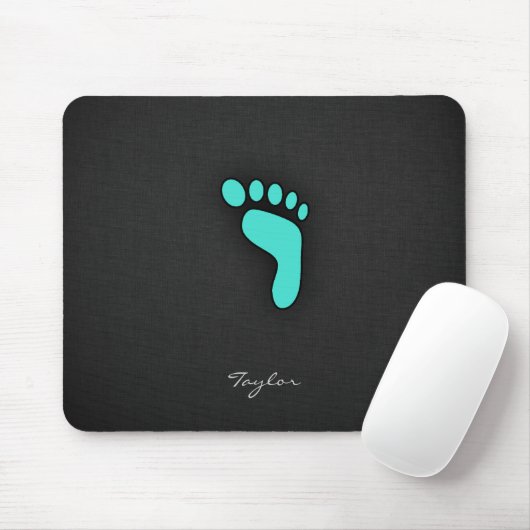 Türkis, Blue Green Footprint Mousepad (Mit Mouse)