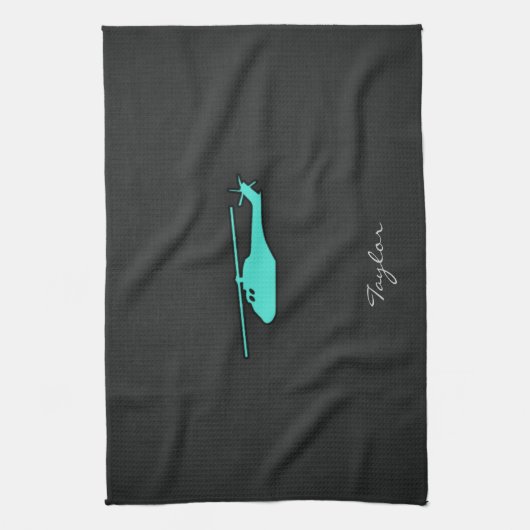 Türkis; Blue Green Helicopter Handtuch (Vertikal)