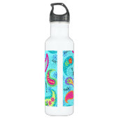 Türkis Blue Green Modern Paisley Monogram Trinkflasche (Rückseite)