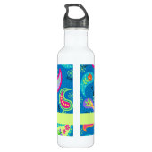 Türkis Blue Green Modern Paisley Pattern Edelstahlflasche (Rückseite)