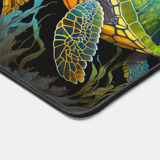 Türkis Blue Green Sea Turtle Office Desk Mat Schreibtischunterlage (Ecke)