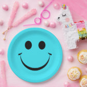 Türkis Blue Happy Face Geburtstag Niedlich Pappteller (Party)