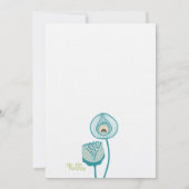 Türkis Blue & Ivory Funky Blume Save the Date (Rückseite)