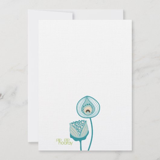 Türkis Blue & Ivory Funky Blume Save the Date (Rückseite)