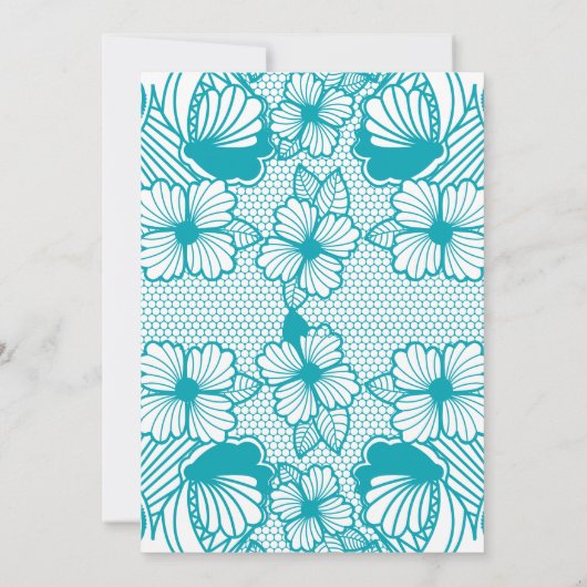 Türkis Blue Lace Corset Bridal Lingerie Dusche Einladung (Rückseite)