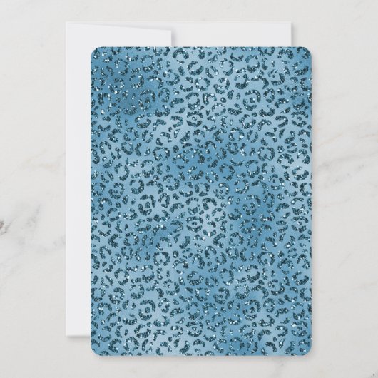 Türkis Blue Leopard Print Glitzer Bridal Einladung (Rückseite)