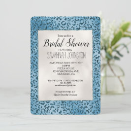 Türkis Blue Leopard Print Glitzer Bridal Einladung
