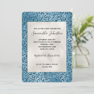 Türkis Blue Leopard Print Glitzer Einladung