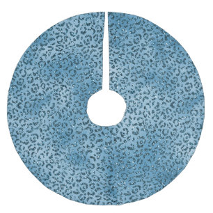 Türkis Blue Leopard Print Glitzer Polyester Weihnachtsbaumdecke