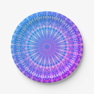 Türkis Blue Lila Mandala Pappteller