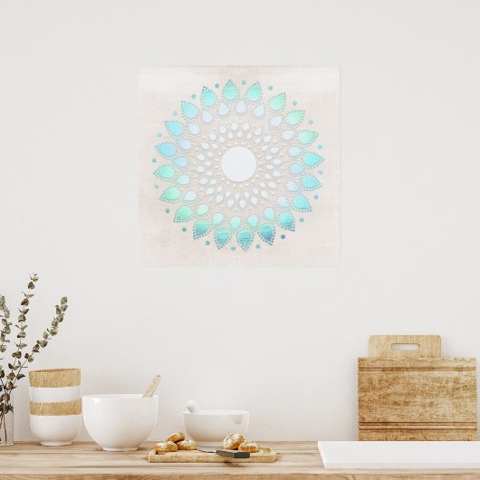 Türkis Blue Lotus Mandala Art Poster (Küche)
